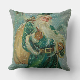 Kerstgroeten-Retro Sinterklaas Ansichtkaart Kussen