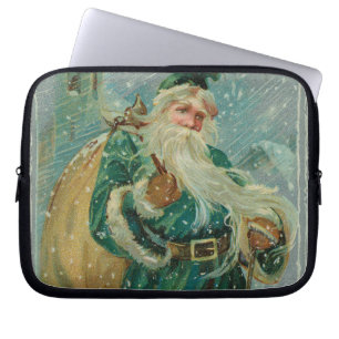 Kerstgroeten-Retro Sinterklaas Ansichtkaart Laptop Sleeve