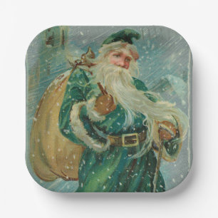 Kerstgroeten-Retro Sinterklaas Ansichtkaart Papieren Bordje