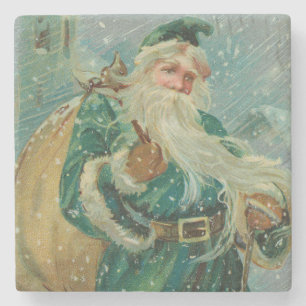 Kerstgroeten-Retro Sinterklaas Ansichtkaart Stenen Onderzetter