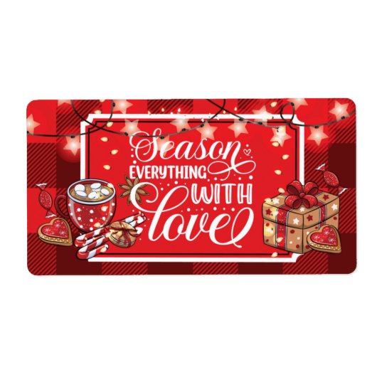 Kerstgroeten Seizoen met liefde Etiket (Voorkant)