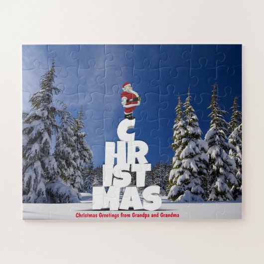 Kerstgroeten uit opa en oma legpuzzel (Horizontaal)