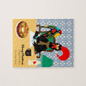 Kerstgroeten van de Portugese haan Legpuzzel (Horizontaal)