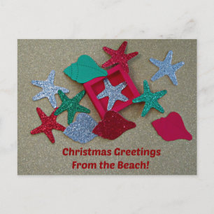 Kerstgroeten van het strand. feestdagenkaart