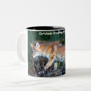 Kerstgroeten van mijn oude Coyote Tweekleurige Koffiemok