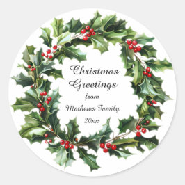 Kerstgroeten van ronde sticker