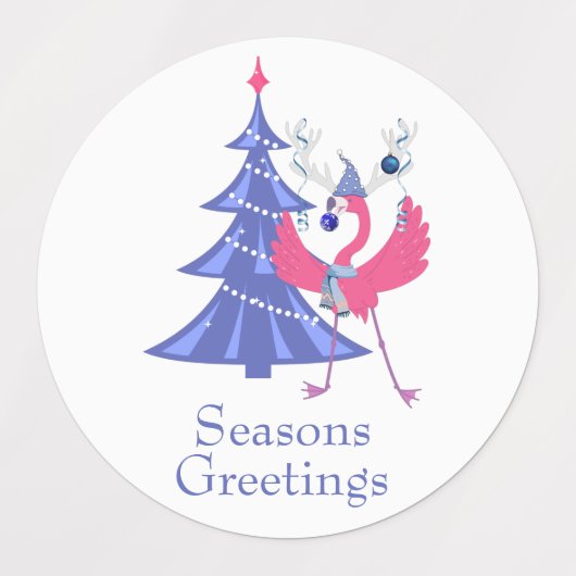 Kerstgroeten Verscheidenheid Set Flamingo Vakantie Labels (Design 2)