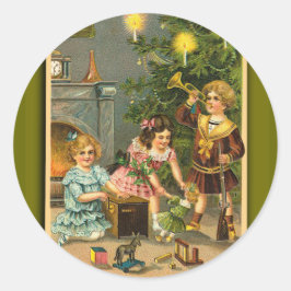 Kerstgroeten Victoriaans kunst Xmas Kaarten Ronde Sticker