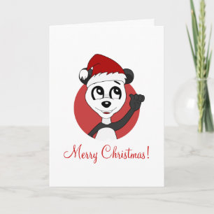 Kerstgroetkaart met cartoon pandabeer feestdagen kaart