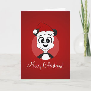 Kerstgroetkaart met cartoon pandabeer feestdagen kaart