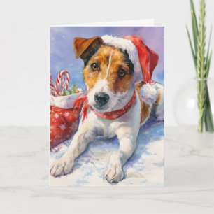 Kerstgroetkaart met cute Jack Russell Feestdagen Kaart