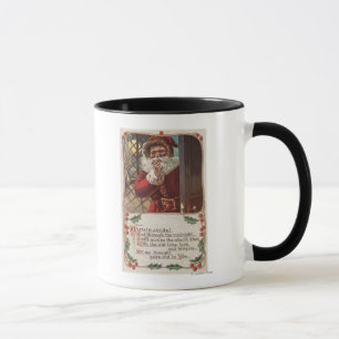 KerstgroetKerstman met hand op bord Mok