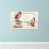 KerstgroetKleine kinderenChimney Canvas Afdruk (Insitu (Houten vloer))