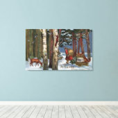 KerstgroetSanta Through-bos Canvas Afdruk (Insitu (Houten vloer))