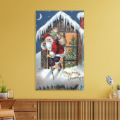 KerstgroetSinterklank uit raam Canvas Afdruk (Insitu (Woonkamer))