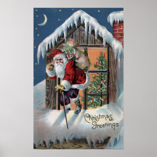 KerstgroetSinterklank uit raam Poster