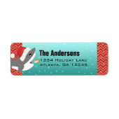 Kersthaai Chevron Pattern Return Address Etiket (Voorkant)