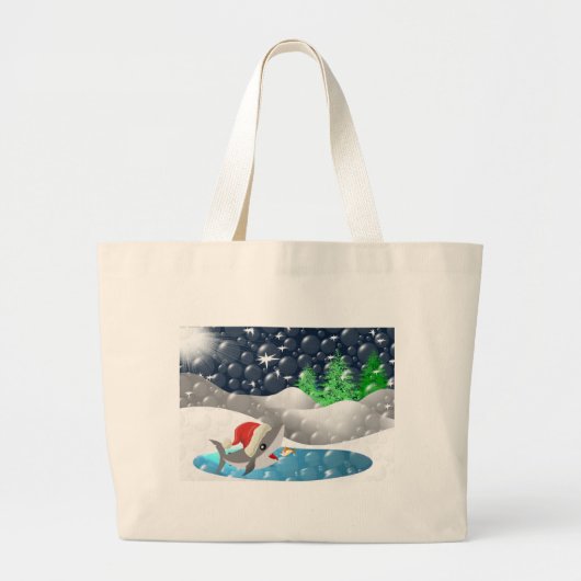 kersthaai grote tote bag (Voorkant)
