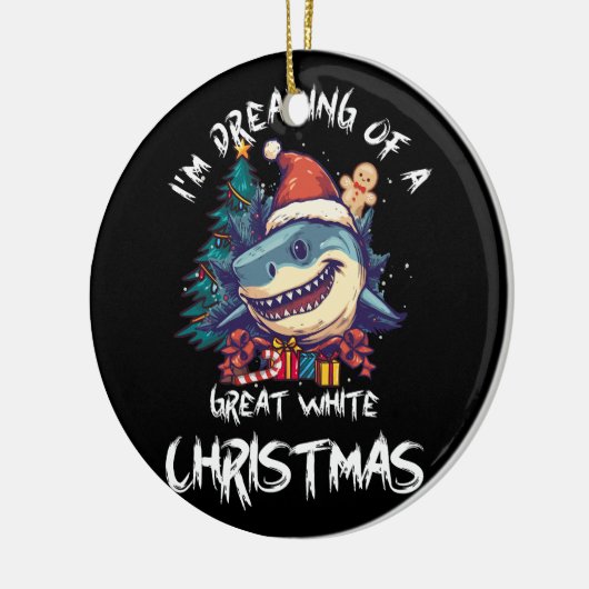 Kersthaai Kerstman hoed Kerstmis Kerstman Jaws Gra Keramisch Ornament (Links)