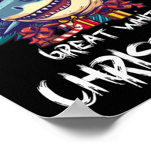 Kersthaai Kerstman hoed Kerstmis Kerstman Jaws Gra Poster (Hoek)