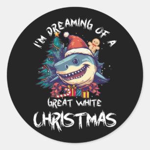 Kersthaai Kerstman hoed Kerstmis Kerstman Jaws Gra Ronde Sticker