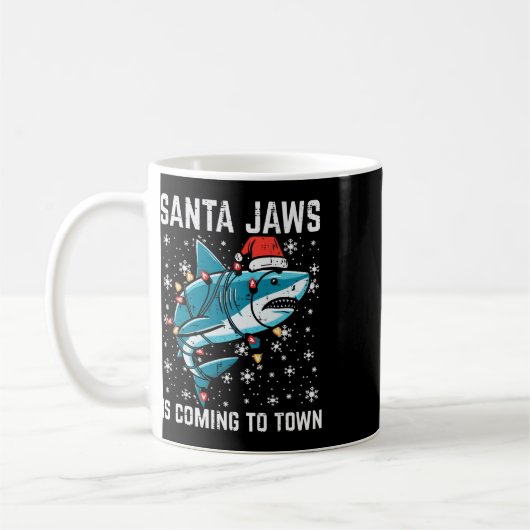 Kersthaai Santa Jaws Xmas Mannen Boys Kinder Jou Koffiemok (Links)