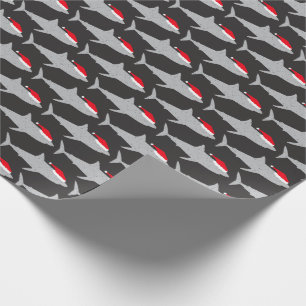 Kersthaaien in Santa Hats Grappig Cadeaupapier