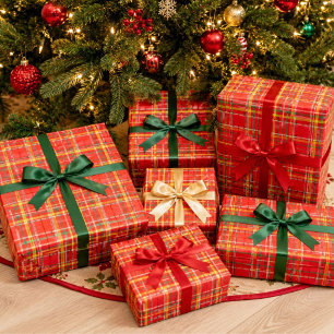 Kersthaard Plaid Cadeaupapier