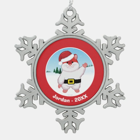 Kersthamster Tin Sneeuwvlok Ornament (Voorkant)