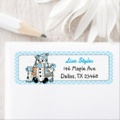 Kersthand getekend Snowman Blue Etiket (Insitu)
