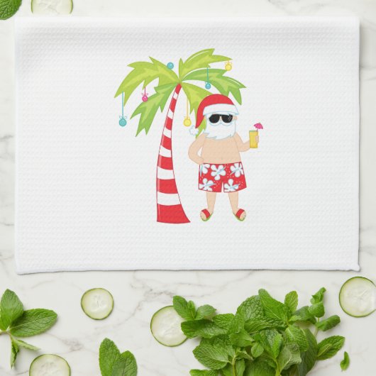 Kersthanddoek met tropische kerstman theedoek (Gevouwen)