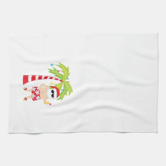 Kersthanddoek met tropische kerstman theedoek (Horizontaal)