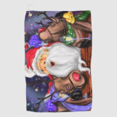 Kersthanddoeken, kersthanddoekkerstman en rendiere golfhanddoek (Voorkant)