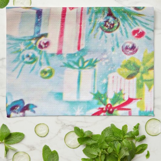  kersthanddoeken met Retro Style Cadeaus Theedoek (Gevouwen)