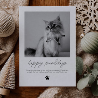 Kersthandgeschreven foto van kat feestdagenkaart