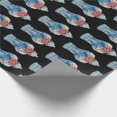 Kersthandschilderen Blauw en Witte Ginger Jar Cadeaupapier (Hoek)