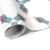 Kersthandschilderen Blauw en Witte Ginger Jar Cadeaupapier (Rol Hoek)