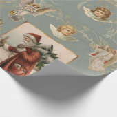 Kersthandschrift met Kerstmis,  met de kerstman Cadeaupapier (Hoek)