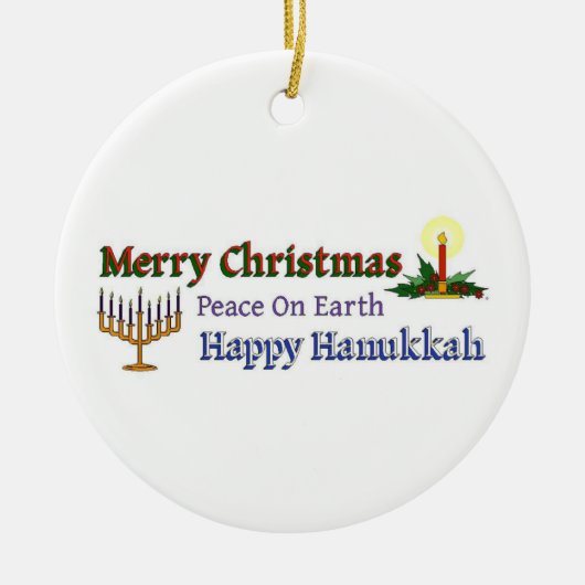 Kersthanukkah Keramisch Ornament (Voorkant)