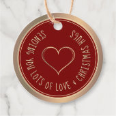 KERSTHART EN KNUFFELS ROOD GOUD CADEAU LABEL (Voorkant)