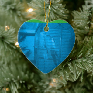 Kersthartornament met vogels in de liefde keramisch ornament