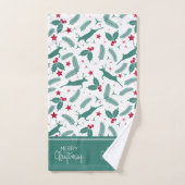 Kerstheilig en hertenpatroon op wit. bad handdoek (Handdoek)
