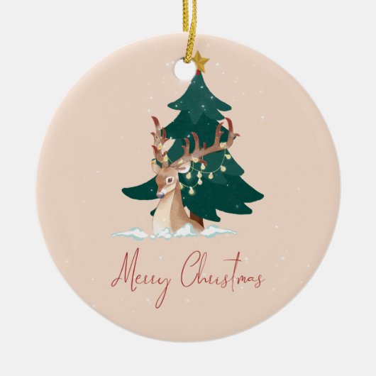 kersthert keramisch ornament (Voorkant)