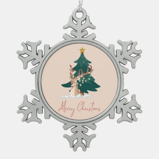 kersthert tin sneeuwvlok ornament (Voorkant)