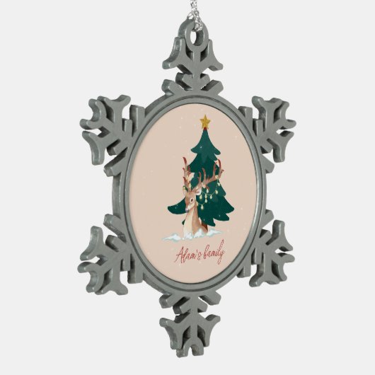 kersthert tin sneeuwvlok ornament (Links)