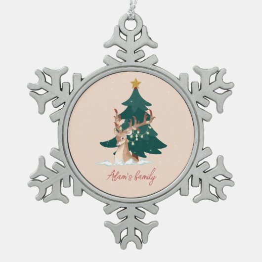  kersthert tin sneeuwvlok ornament (Voorkant)