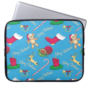 Kerstherten, beer en kaarsen laptop sleeve