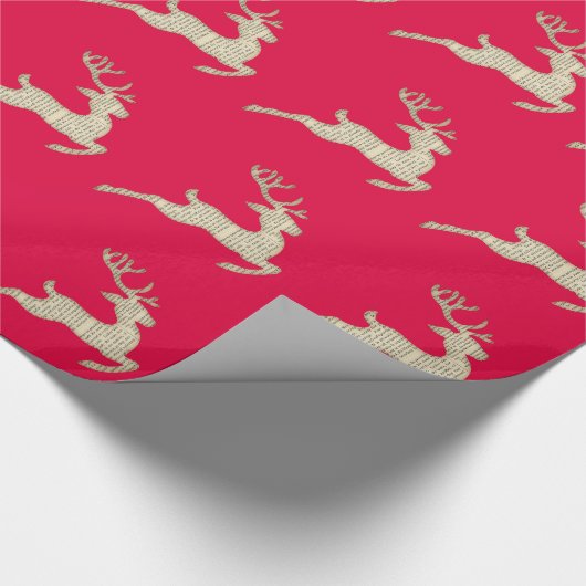 Kerstherten Patroon Festieve Rood Cadeaupapier (Hoek)