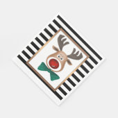 Kersthertenkaart zwart gevierd servet (Hoek)