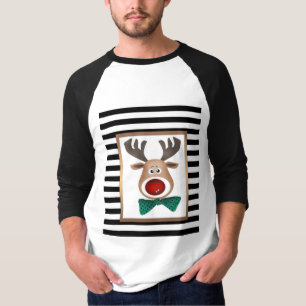 Kersthertenkaart zwart gevierd t-shirt